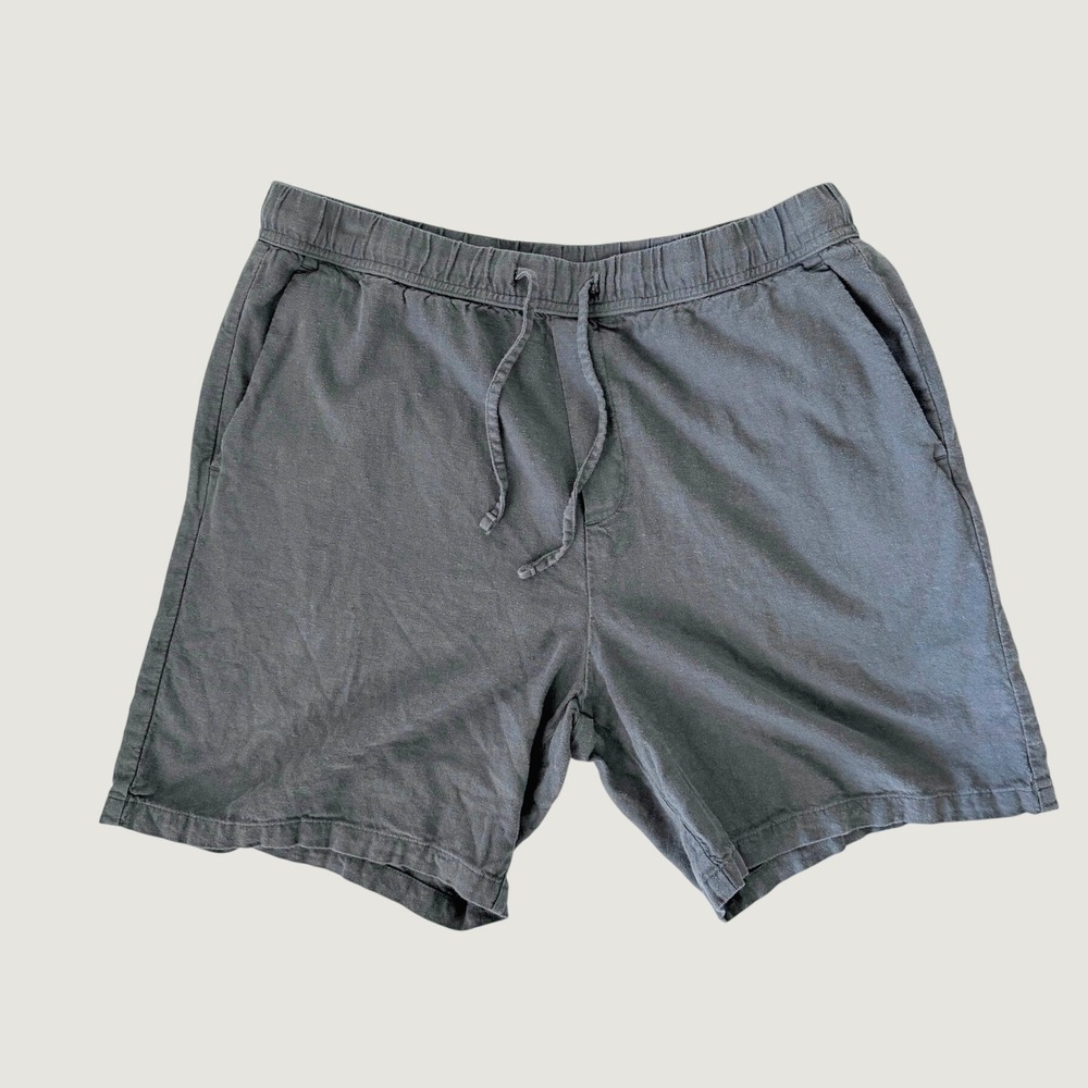 Men's Linen Blend Shorts Drawstring Charcoal Gray breathable Cruise Summer M